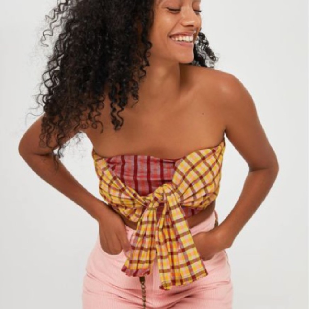 NWT FREE PEOPLE Plaid Bandeau Top